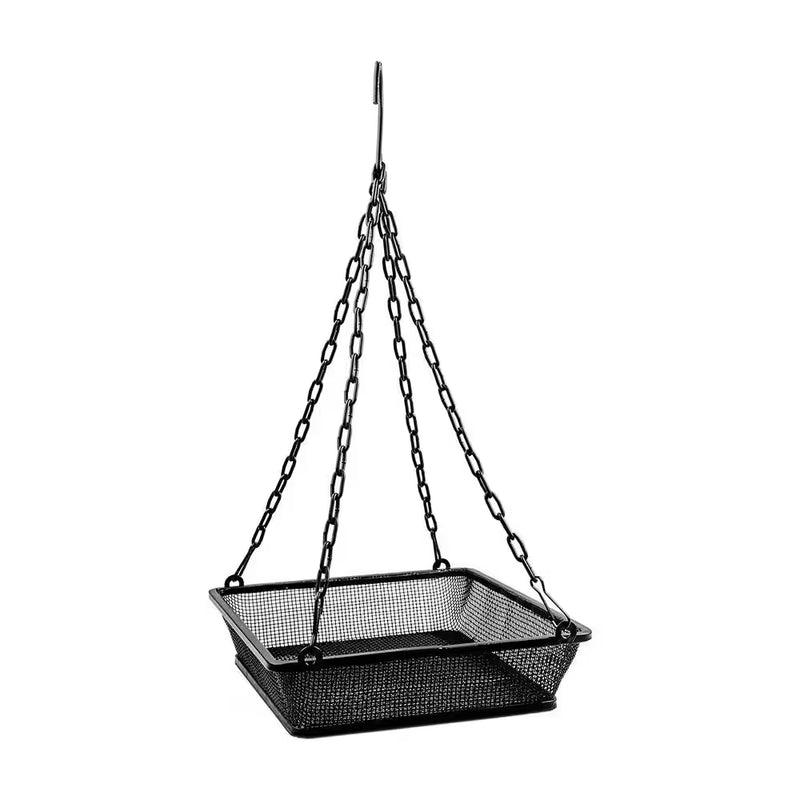 Hanging Bird Feeder with Mesh Seed Tray in Black