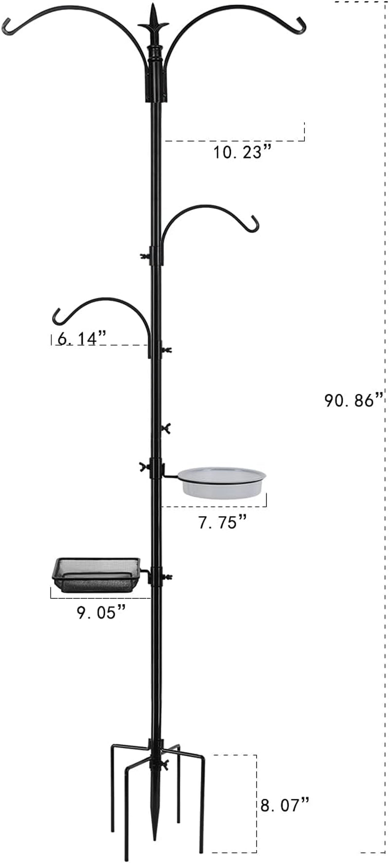 Premium Bird Feeding Station Kit 91Inch,Bird Feeder Pole, Wild Bird Feeder Hanging Kit for Bird Watching, Bird Bath Bird Feeder Hanger Bird Feeders Stand,Black