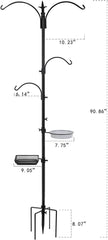 Premium Bird Feeding Station Kit 91Inch,Bird Feeder Pole, Wild Bird Feeder Hanging Kit for Bird Watching, Bird Bath Bird Feeder Hanger Bird Feeders Stand,Black