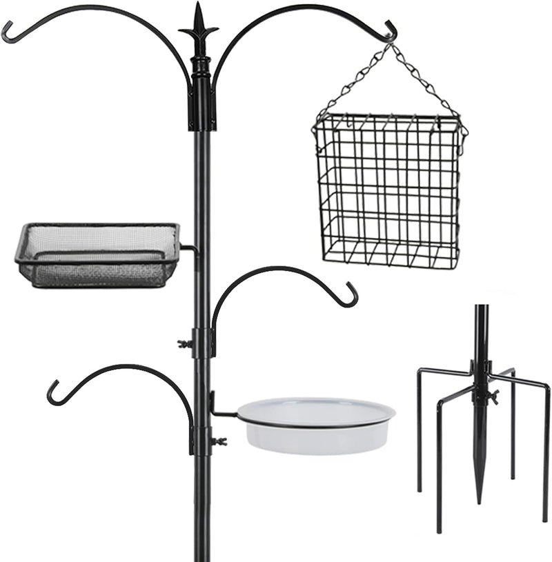 Premium Bird Feeding Station Kit 91Inch,Bird Feeder Pole, Wild Bird Feeder Hanging Kit for Bird Watching, Bird Bath Bird Feeder Hanger Bird Feeders Stand,Black