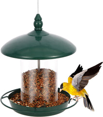 Outdoor Bird Feeder with Steel Hanger - Waterproof, Squirrel Proof, Small Birds Friendly - 0.8Lb Seed Capacity, Green