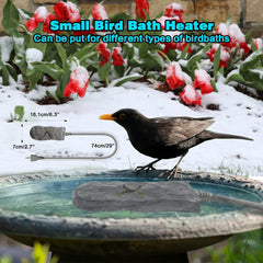 Birdbath Deicer, 50W Thermostatic Control Energy Saving Durable Bird Bath Heater for Outdoors in Winter Plastic Metal Glass Resin Bird Bath Fountain Backyard Birding