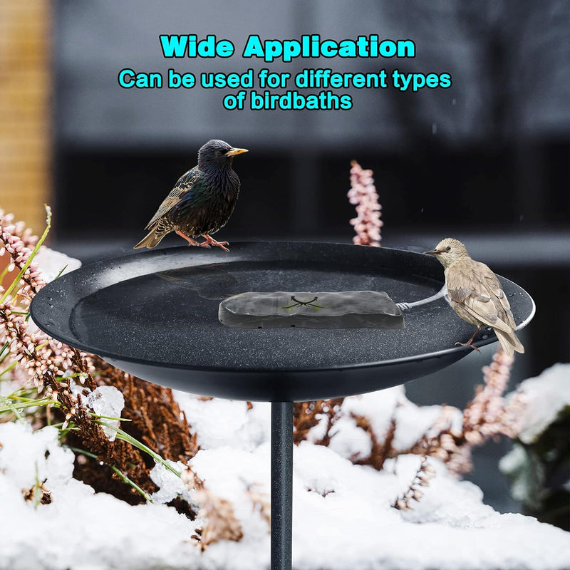 Birdbath Deicer, 50W Thermostatic Control Energy Saving Durable Bird Bath Heater for Outdoors in Winter Plastic Metal Glass Resin Bird Bath Fountain Backyard Birding