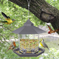 Outdoor Wild Bird Feeder with Squirrel-Proof Design - Hanging Gray Feeder