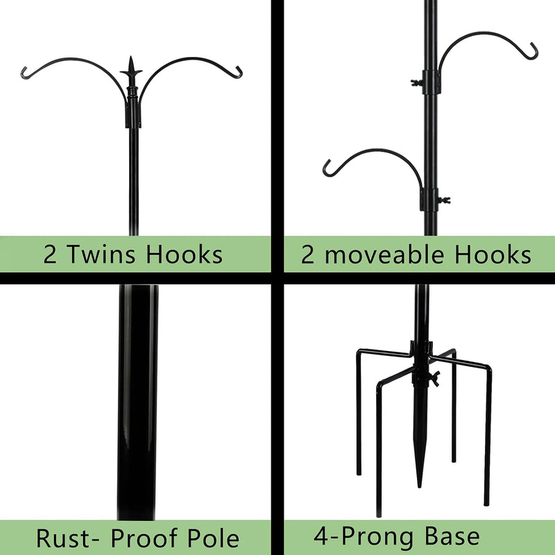 Premium Bird Feeding Station Kit 91Inch,Bird Feeder Pole, Wild Bird Feeder Hanging Kit for Bird Watching, Bird Bath Bird Feeder Hanger Bird Feeders Stand,Black