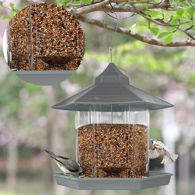 Outdoor Wild Bird Feeder with Squirrel-Proof Design - Hanging Gray Feeder