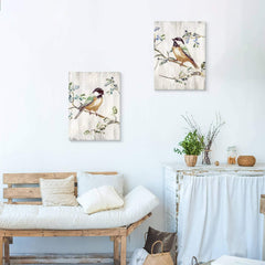 Bird Canvas Wall Art Picture: Colorful Bird on Branch Painting on Canvas for Living Room (18''W X 24''H X 2 PCS, Multiple Style)